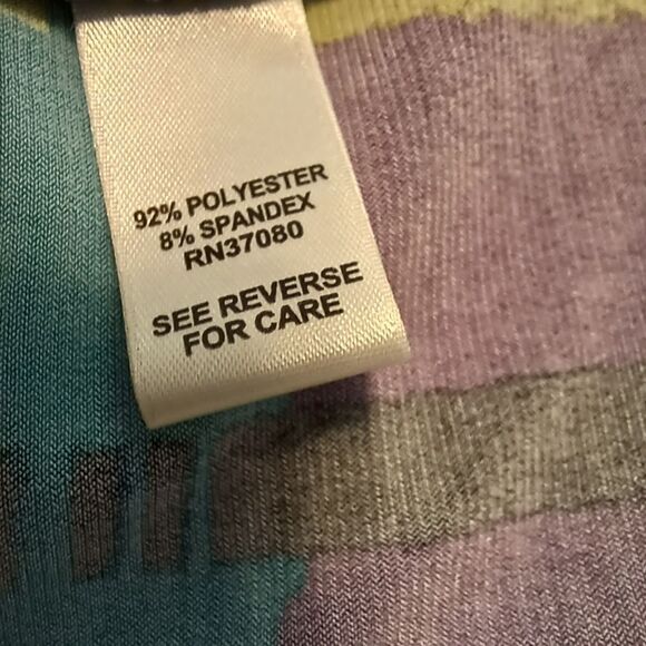 CATO Asymmetrical Blouse Bold Geometric Short Sleeve Jewel Tone Plus Size 3X - Picture 7 of 11